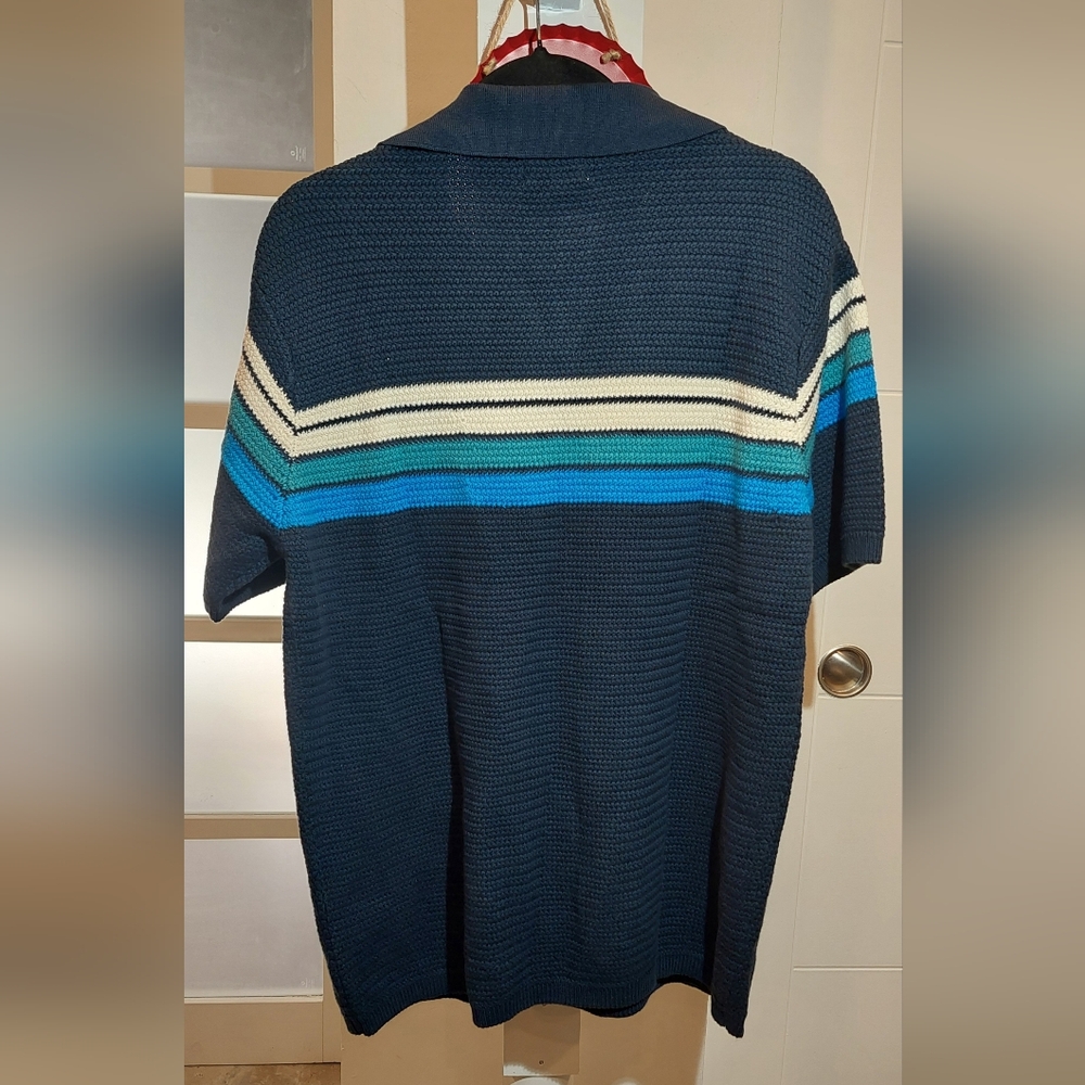 Simply Southern Navy Polo with White and Blue Stripes - Picture 5 of 11